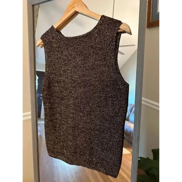 JOSEPHINE Chaus V Neck Metallic Sleeveless Sweater Size Medium - Picture 2 of 5